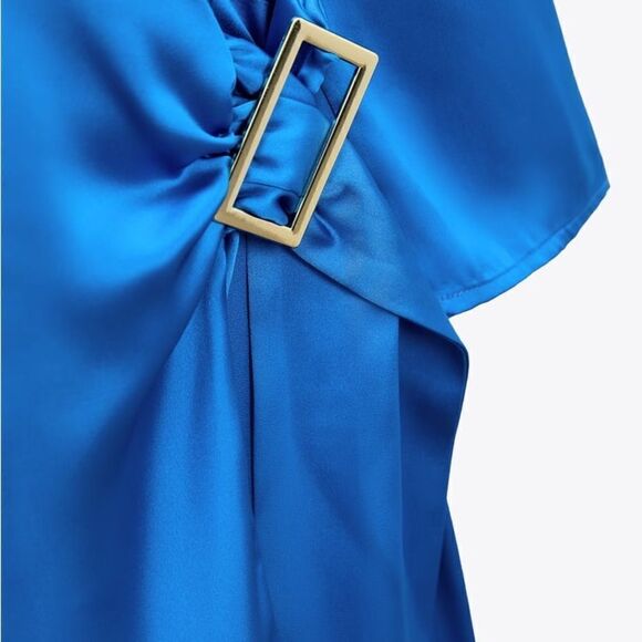 Zara DOUBLE BREASTED SATIN EFFECT JUMPSUIT BLAZER - Picture 4 of 9